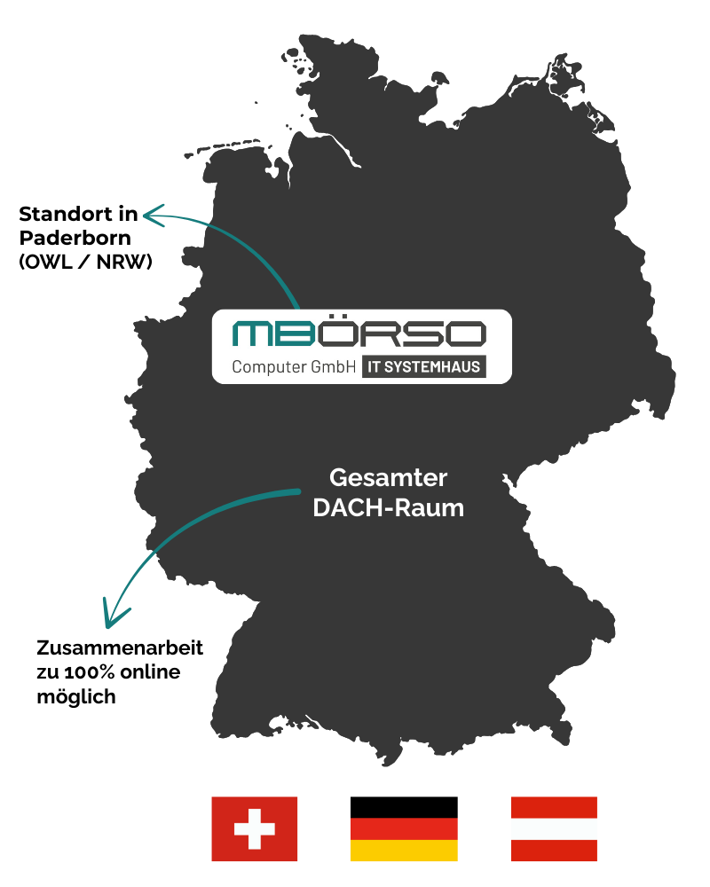 Aktivitätsgebiet der MBörso Computer GmbH im Kreis Paderborn und online deutschlandweit